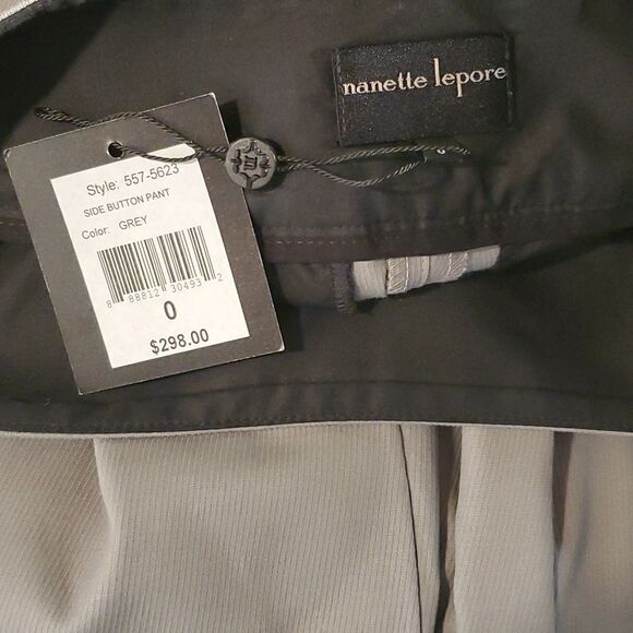 Nanette Lepore grey side button wide leg trousers NWT size 0 - Picture 9 of 10